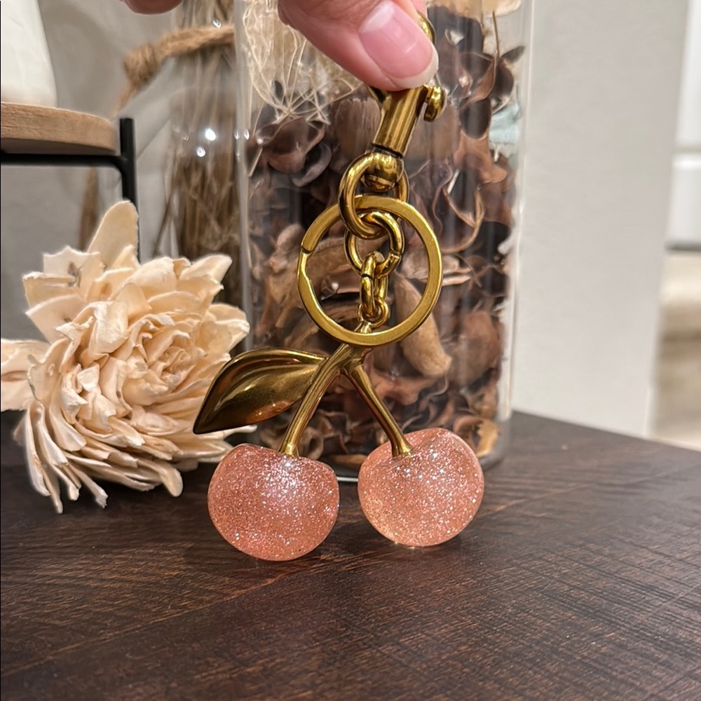 Sparkling Pink Cherry Keychain